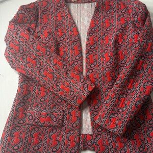 Elegant Red Paisley Women's Blazer